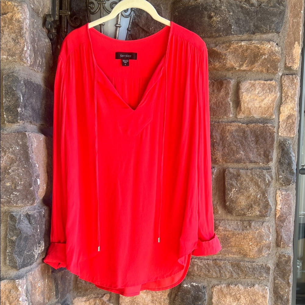 Karen Kane Women's Vibrant Red Blouse Sz: L